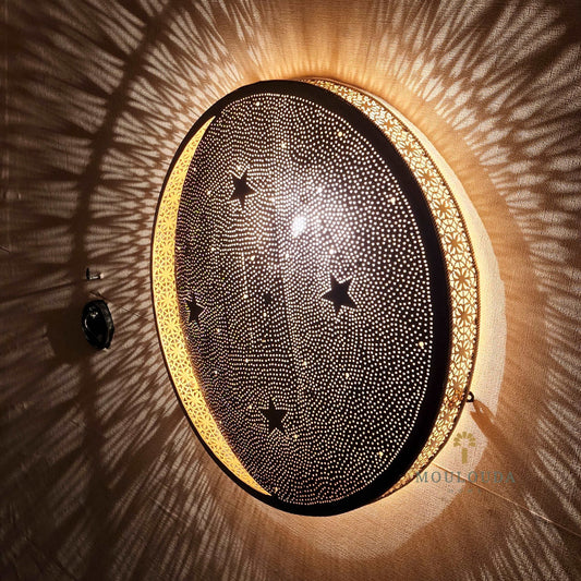 Moon and Stars Wall Sconce - Handmade Moroccan Lamp - Mouloudahome
