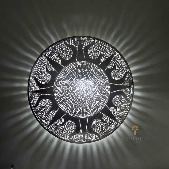 Handcrafted Sun Design Wall Sconce | Genuine Brass | Two Sizes Available - Mouloudahome