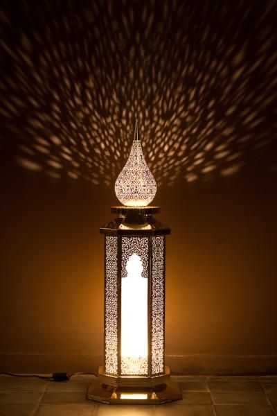 Moroccan floor lamp, Genuine Brass, Large standing lamp