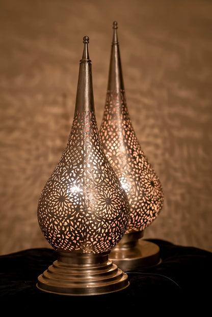 Moroccan table lamp, lantern, genuine brass - Golden Glory Limited