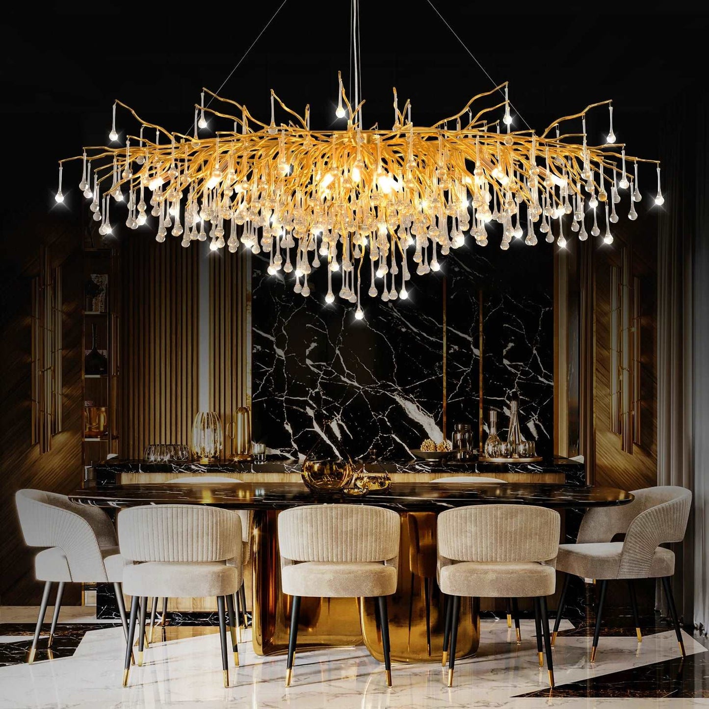 Luxury Chandelier, Crystal lights luxury, branch chandelier, round raindrop crystal light
