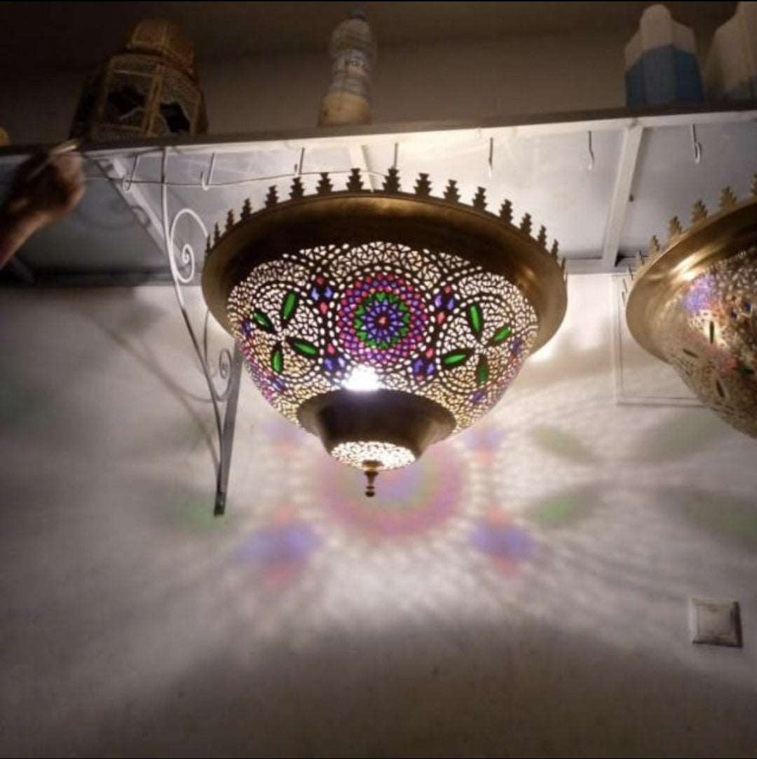 Chandelier, brass chandelier, Moroccan lamp, Art deco pendent lamp