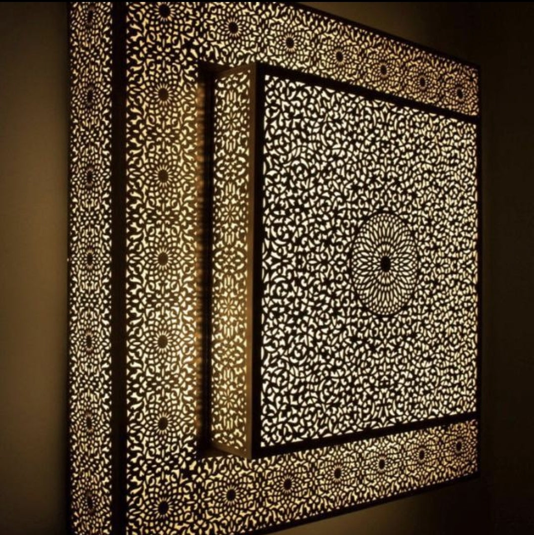 Square wall lamp, luxury wall sconce, moroccan modern