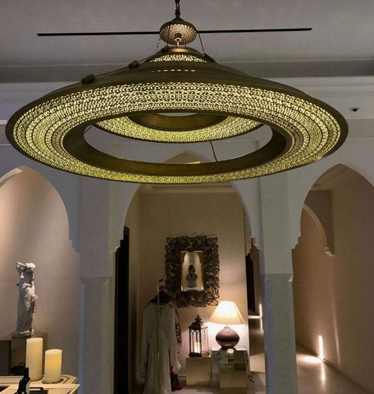 Circular chandelier, bespoke chandelier, ceiling light, moroccan lamp