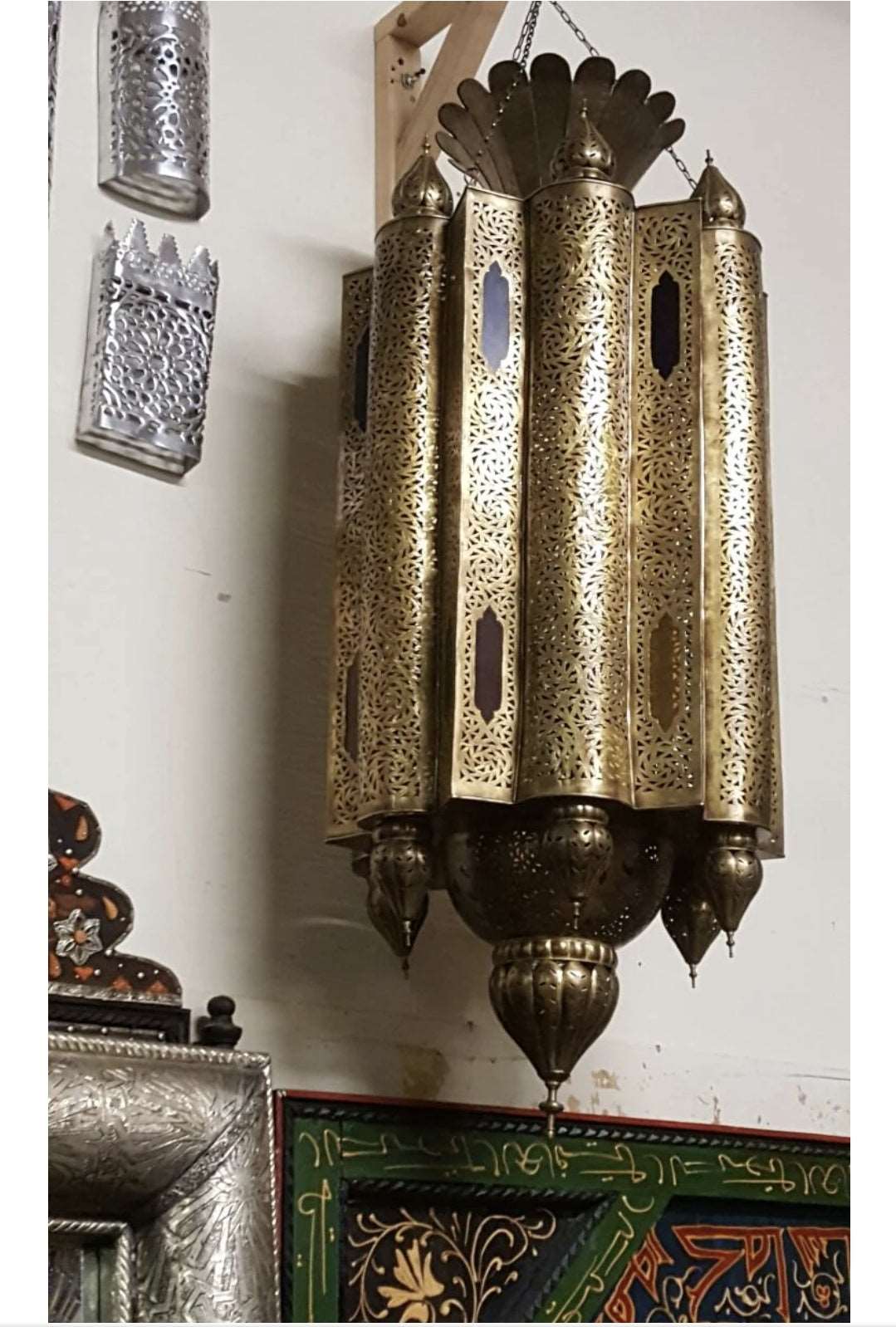Moroccan Chandelier, pendant lamp, Moroccan brass lantern