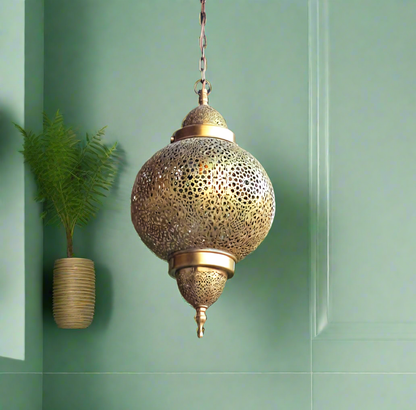 Moroccan pendant lamp, Genuine brass pendant light