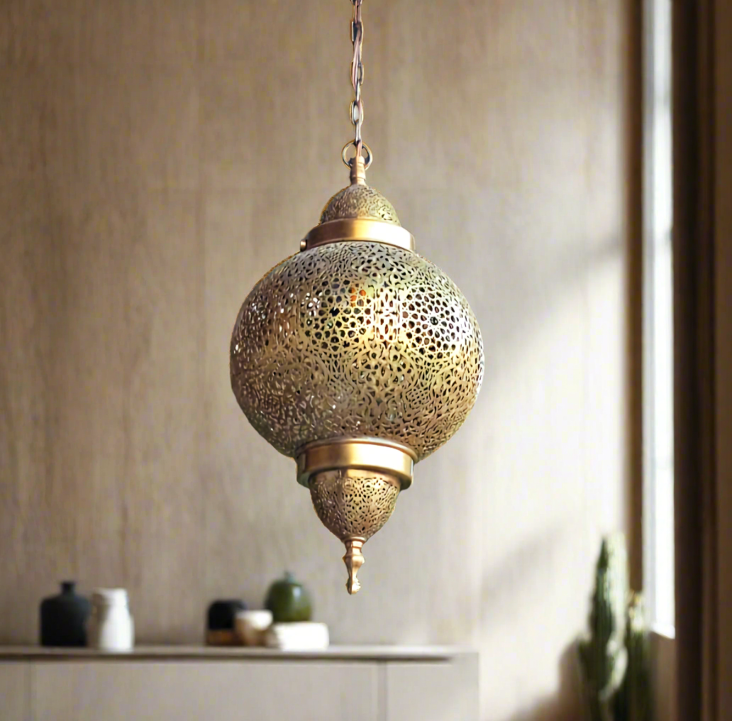 Moroccan pendant lamp, Genuine brass pendant light