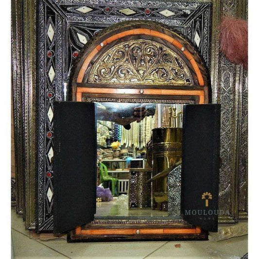 Moroccan door Mirror, Handmade Moroccan Vanity Mirror Can be Opened and Closed, Wall decor, wall sconce, Decor Mirror, Sculpted Mirror - Mouloudahome