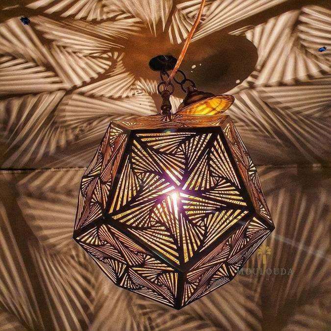 Epic Moroccan Chandelier, Ceiling lamp, Designer lamp, Chandelier, Pendant lamp, Moroccan lighting, Palm tree leaves Design. - Mouloudahome