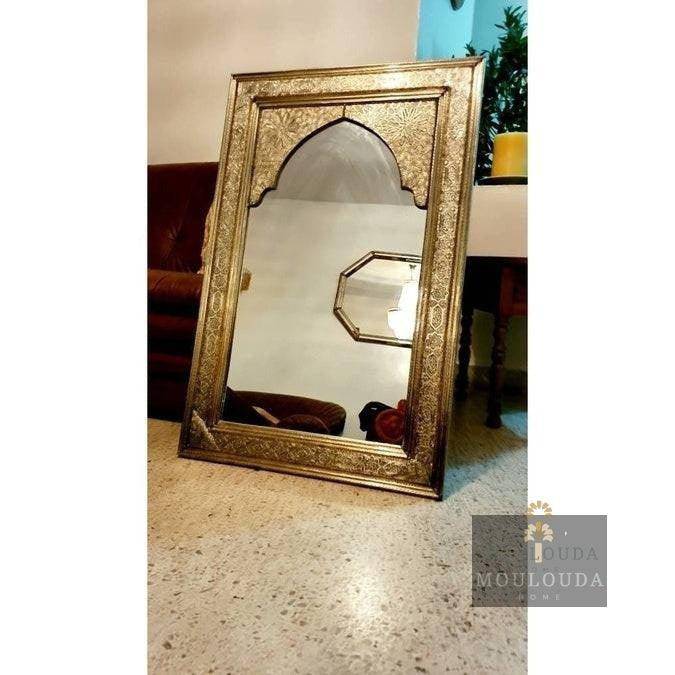 Handmade 1 Meter Moroccan Mirror | Luxury Boho Decor for Entrance & Vanity | White Copper, Wood & Designer Craft