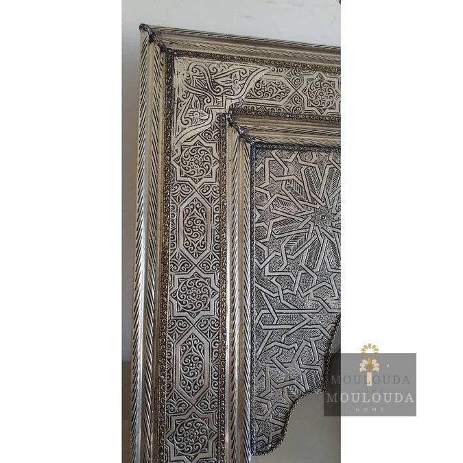 Handmade 1 Meter Moroccan Mirror | Luxury Boho Decor for Entrance & Vanity | White Copper, Wood & Designer Craft