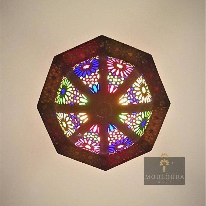 Hermosa lámpara de araña exótica, lámpara colgante, diseño marroquí, lámpara de Marruecos, hecha a mano de latón y vidrio coloreado, personalización bajo demanda