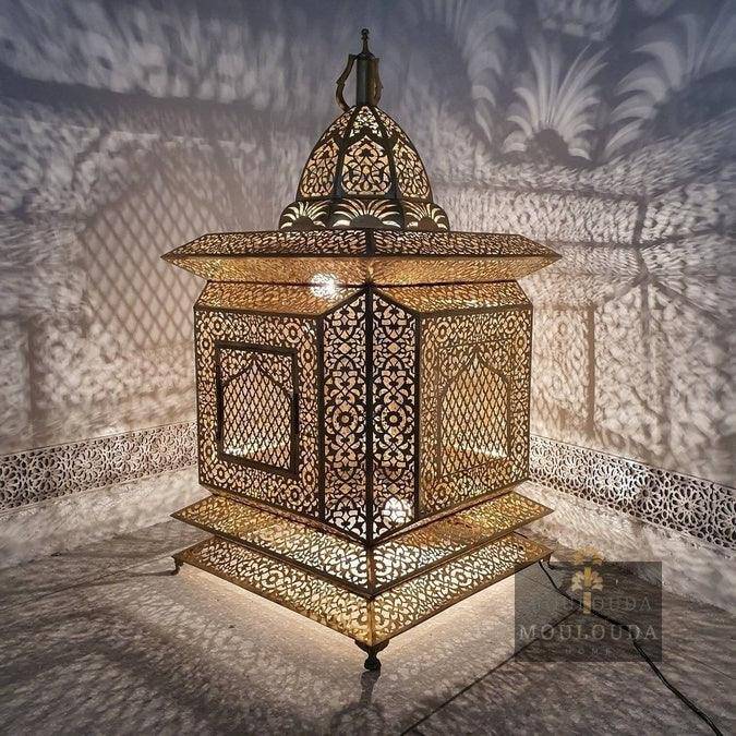 Beautiful Handmade Moroccan Standing Lamp - Unique 4-Color Boho Floor Light