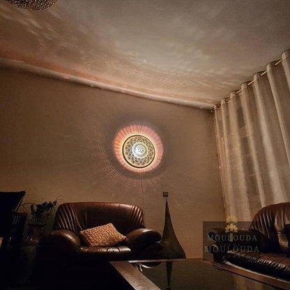 Designer lamp, Moroccan light, wall sconce, wall light, moroccan lamp, brass lamp, ambient lighting, moroccan wall lamp.