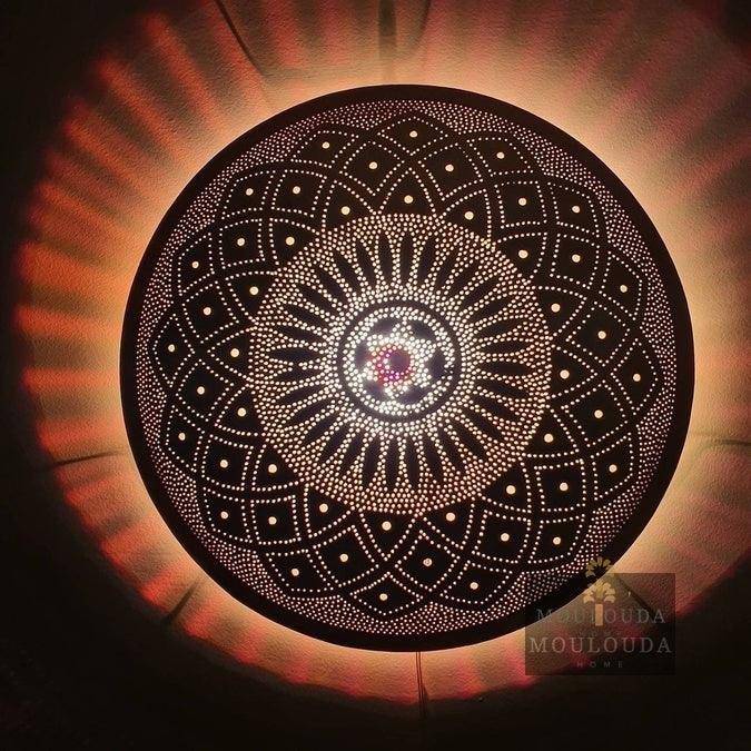 Designer lamp, Moroccan light, wall sconce, wall light, moroccan lamp, brass lamp, ambient lighting, moroccan wall lamp.