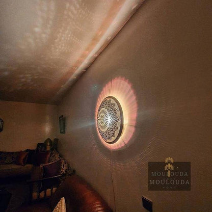 Designer lamp, Moroccan light, wall sconce, wall light, moroccan lamp, brass lamp, ambient lighting, moroccan wall lamp.