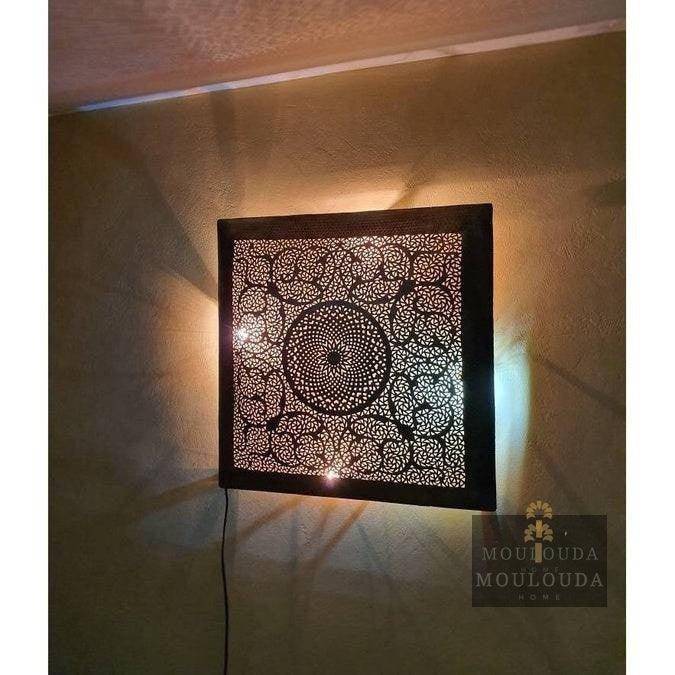 Square Wall Lamp, Ceiling light, Moroccan Lighting, Art Deco Design, Handmade By Master