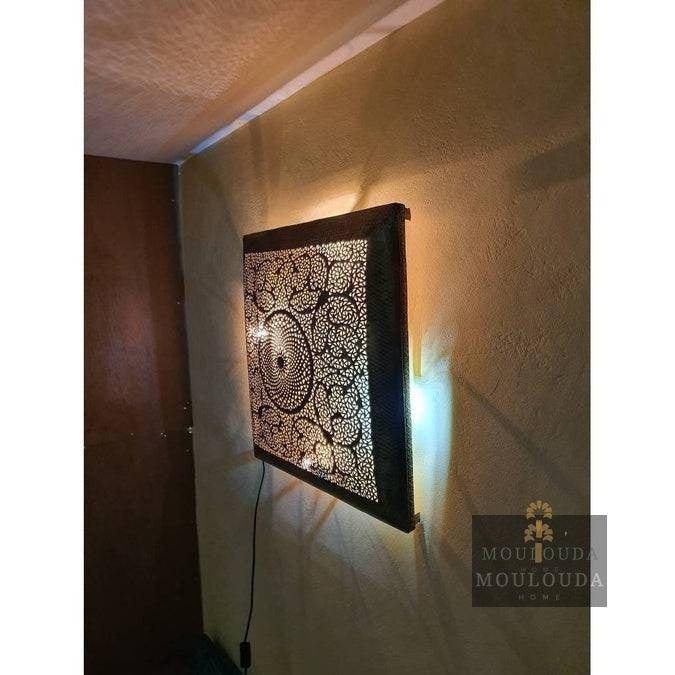 Square Wall Lamp, Ceiling light, Moroccan Lighting, Art Deco Design, Handmade By Master