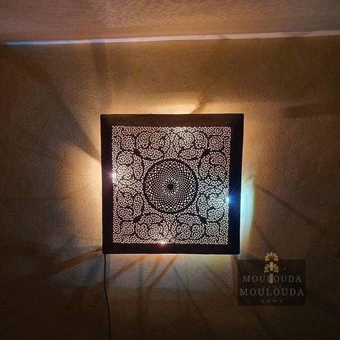 Square Wall Lamp, Ceiling light, Moroccan Lighting, Art Deco Design, Handmade By Master