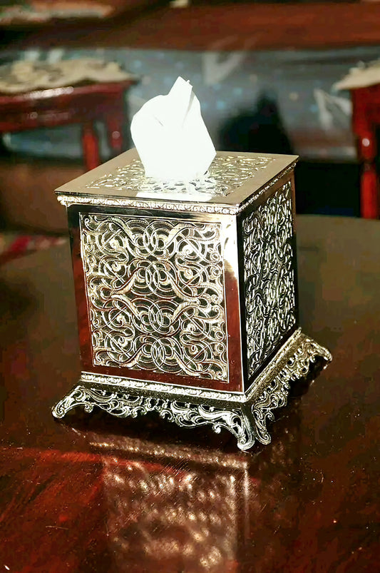 Silver Tissue box, handmade high quality tissue box cover,