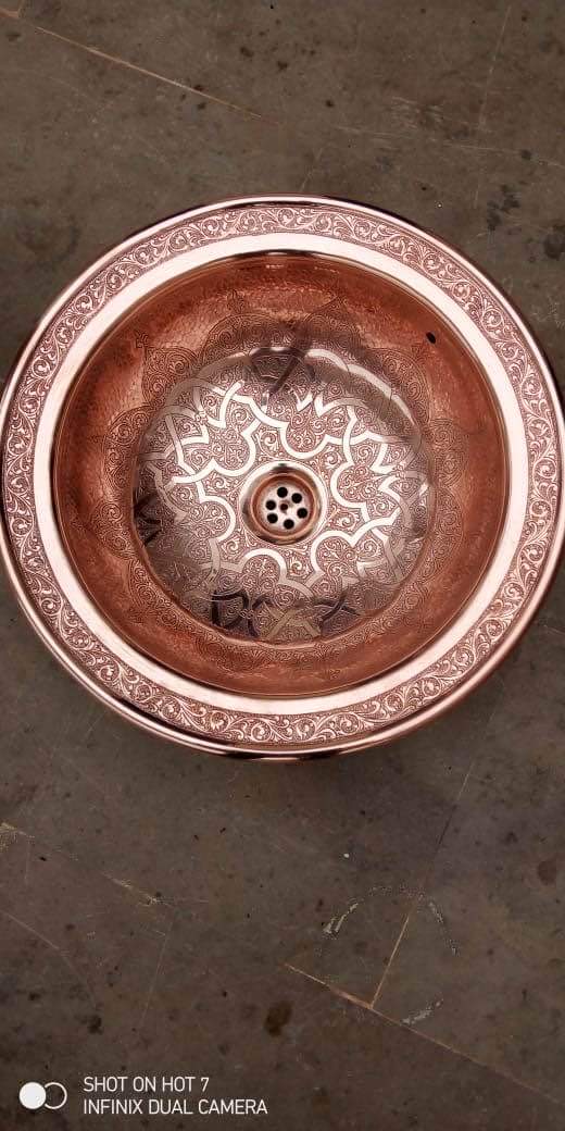 Copper copper sink, handmade Moroccan sink