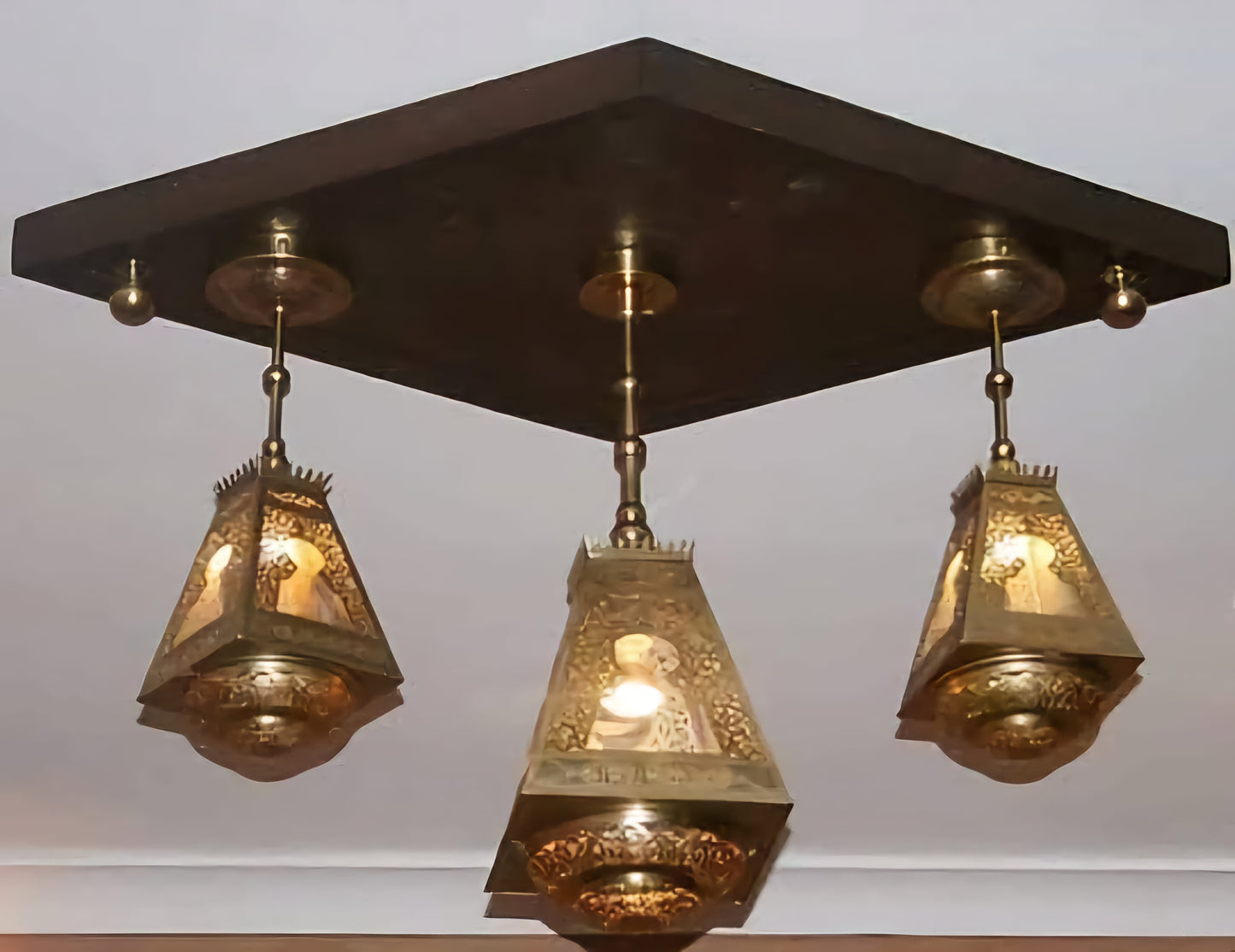 3 pieces Chandelier, Genuine brass Chandelier, Moroccan Chandelier, Handmade craft