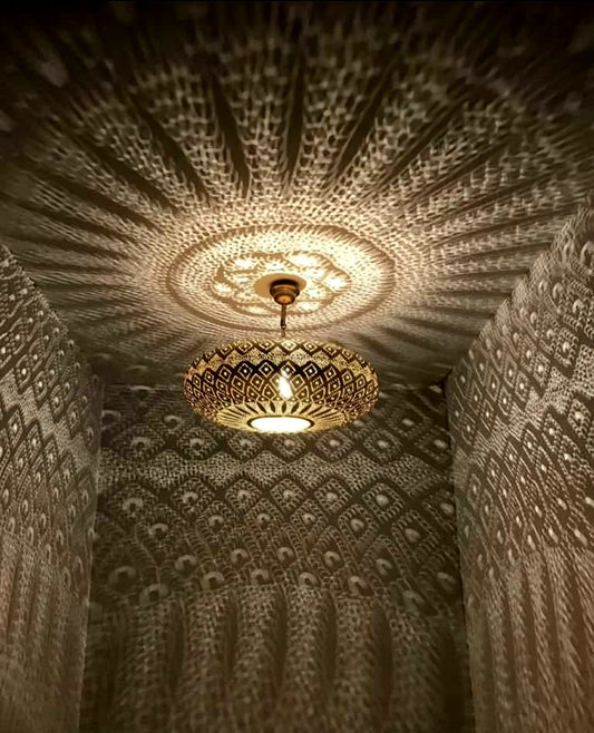 Moroccan lamp, pendant lamp, Epic light patterns for art lovers, genuine brass