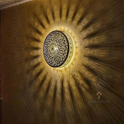 Electric Wall Sconce, Moroccan Wall Light, Handmade Brass lamp, designer lamp, art deco lighting, - Mouloudahome