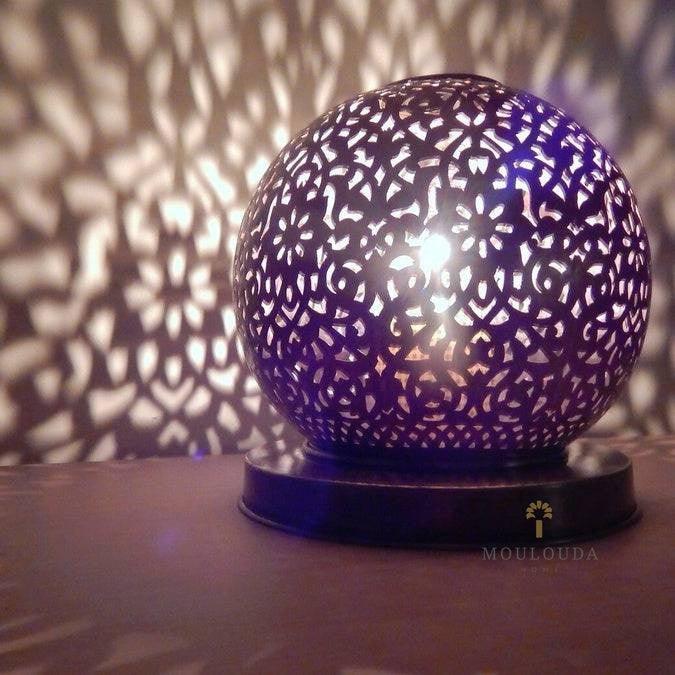 Sphere Table lamp, Handmade Moroccan Treasures, Desk lamp Living room, Wedding, Custom Colors - Mouloudahome