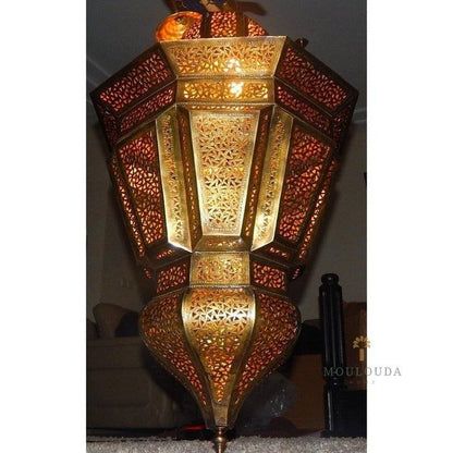 Moroccan Hanging Light, Chandelier, Designer Lamp, Ceiling Lamp, Art Deco Decor, Ceiling Light Diffuser, Brass Light Fixture - Mouloudahome