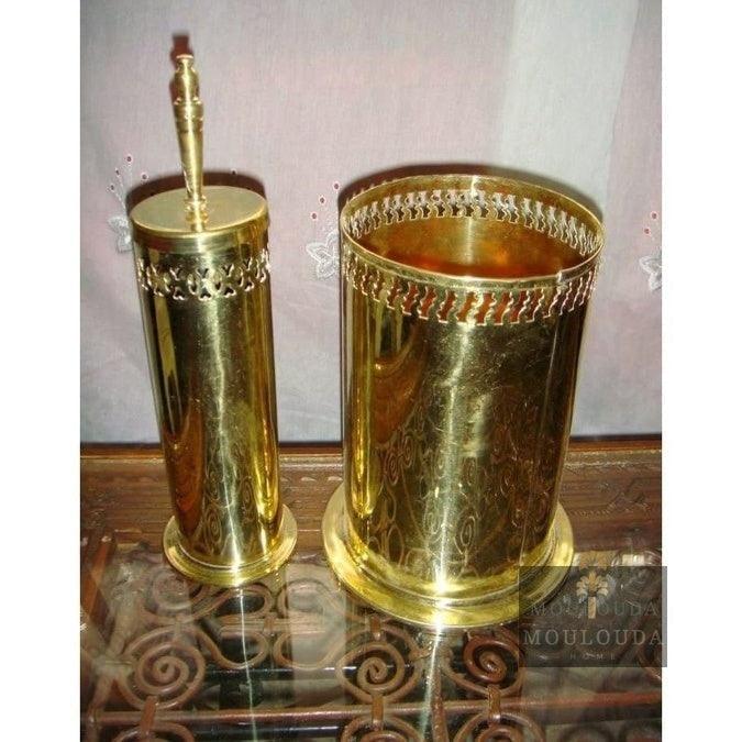 Set For WC, Paper Holder, Toilet Brush, 2 Soap Holders, Trash can, WC Accessories, Handmade From Brass, 3 Available Designs, - Mouloudahome