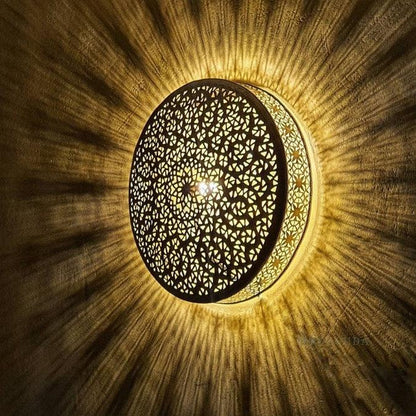 Electric Wall Sconce, Moroccan Wall Light, Handmade Brass lamp, designer lamp, art deco lighting, - Mouloudahome