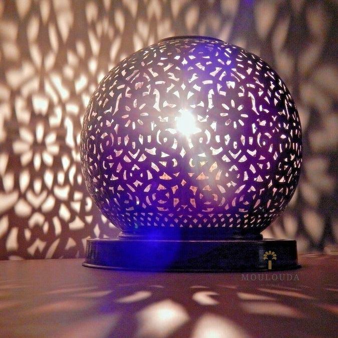 Sphere Table lamp, Handmade Moroccan Treasures, Desk lamp Living room, Wedding, Custom Colors - Mouloudahome