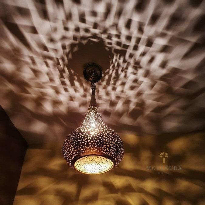 Moroccan pendant light, handmade Moroccan chandelier, designer lamp, art deco lamp, ceiling light fixture 5 colors available - Mouloudahome