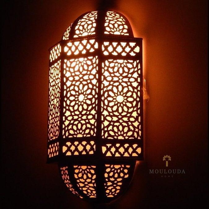 Handcrafted Wall Lamp Moroccan Design, wall sconce, 2 Sizes Available, Boho Lighting, wall Light, Wall Decor, Andalusian lighting - Mouloudahome