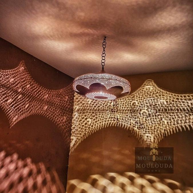 Moroccan pendant light, handmade lantern, chandelier, ceiling light, designer lamp, boho lighting, art deco decor, brass light handmade - Mouloudahome