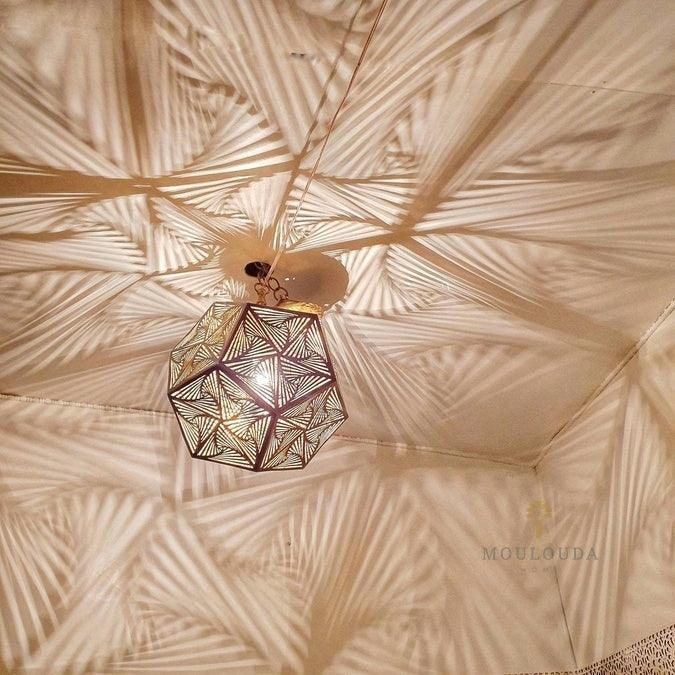Epic Moroccan Chandelier, Ceiling lamp, Designer lamp, Chandelier, Pendant lamp, Moroccan lighting, Palm tree leaves Design. - Mouloudahome